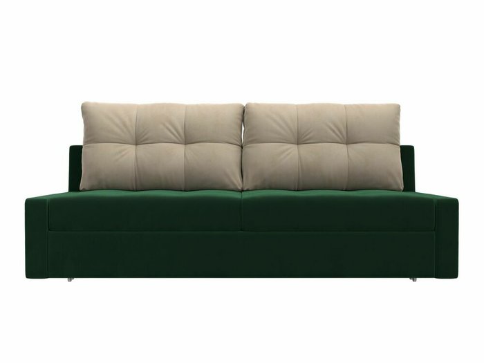 Прямой диван-кровать Мартин бежево-зеленого цвета - купить Прямые диваны по цене 41999.0