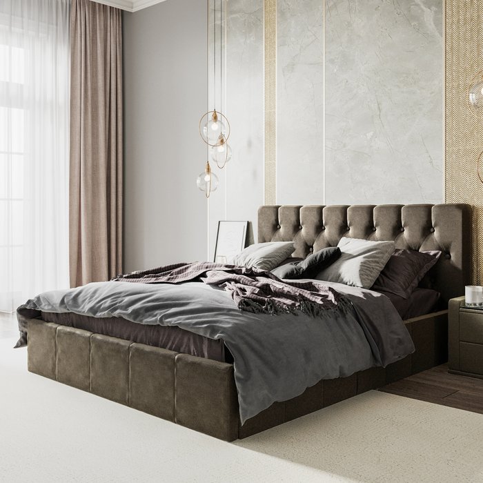 Кровать Инуа 180х200 коричневого цвета с подъемным механизмом  - лучшие Кровати для спальни в INMYROOM