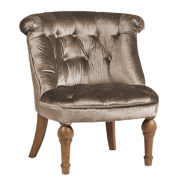 Кресло Sophie Tufted Slipper Chair Серо-Коричневый Микровелюр