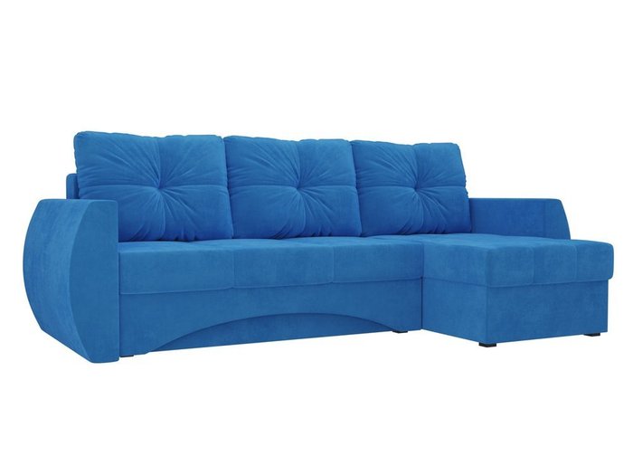 Угловой диван-кровать Сатурн темно-голубого цвета правый угол