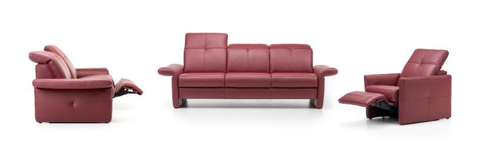 Прямой кожаный диван Bernina красного цвета - купить Прямые диваны по цене 405610.0