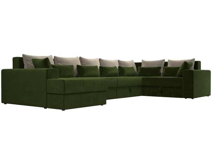 Угловой диван-кровать Мэдисон зелено-бежевого цвета - лучшие Угловые диваны в INMYROOM