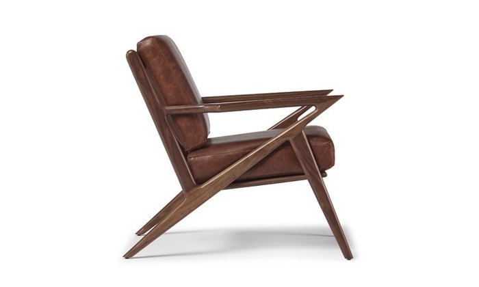 Кресло коричневого цвета с дубовым основанием  - купить Интерьерные кресла по цене 69900.0
