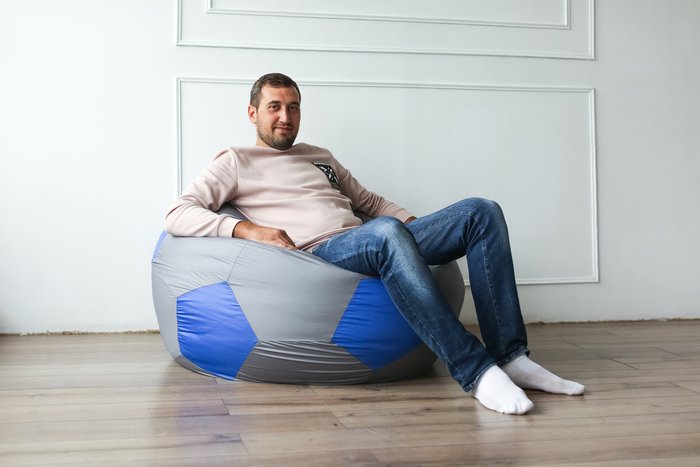 Кресло Мяч серо-синего цвета - лучшие Бескаркасная мебель в INMYROOM