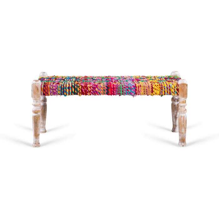 Набор из трех банкеток Indi Colorful с деревянным каркасом - купить Пуфы по цене 24518.0