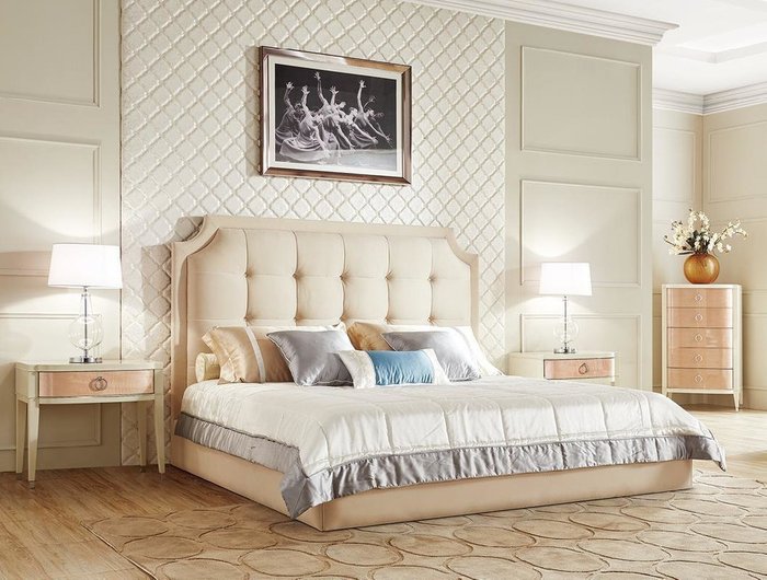 Кровать FRATELLI BARRI "MODENA" бежевый велюр 180х200 см