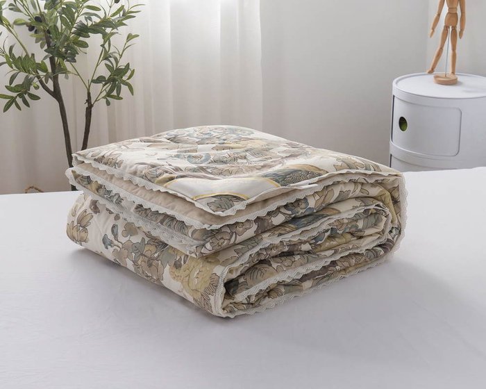 Одеяло Рената 200х220 бежево-серого цвета - купить Одеяла по цене 12720.0