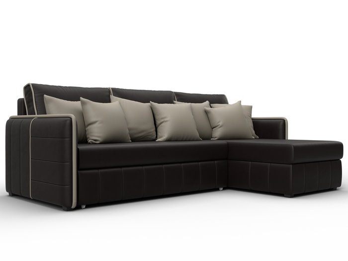 Угловой диван-кровать Лига-078 темно-коричневого цвета правый (экокожа) Угловой диван-кровать Лига-078 темно-коричневого цвета правый (экокожа)