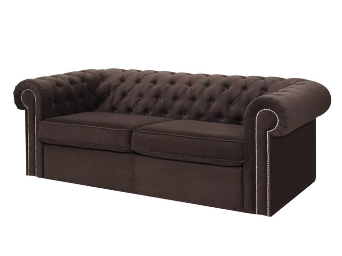 Диван Chesterfield коричневого цвета  - купить Прямые диваны по цене 89910.0
