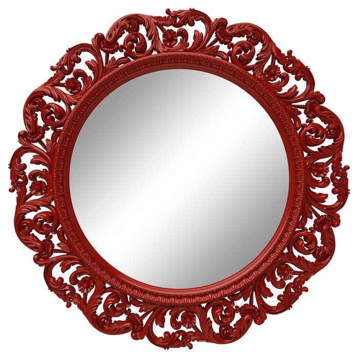 Настенное зеркало в круглой раме Красного цвета