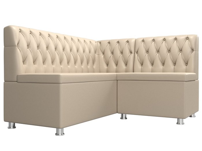 Кухонный угловой диван Мирта бежевого цвета (экокожа) правый угол - лучшие Угловые диваны в INMYROOM