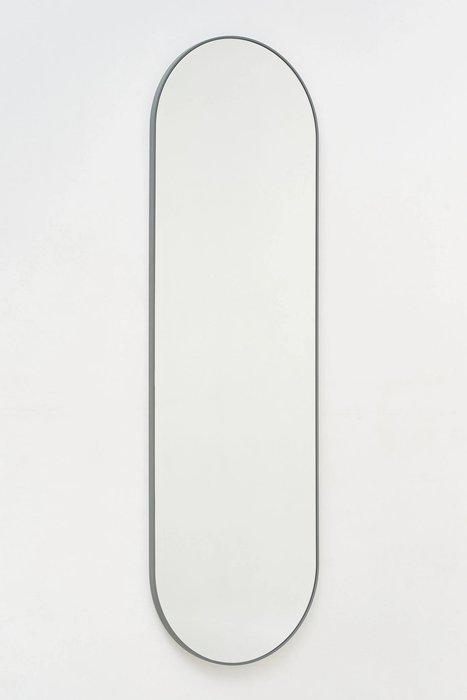 Овальное настенное зеркало Ippo 45х145 в раме темно-серого цвета - лучшие Настенные зеркала в INMYROOM