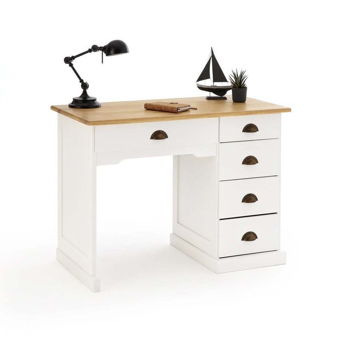 Стол письменный из массива сосны Betta белого цвета - купить Письменные столы по цене 41989.0