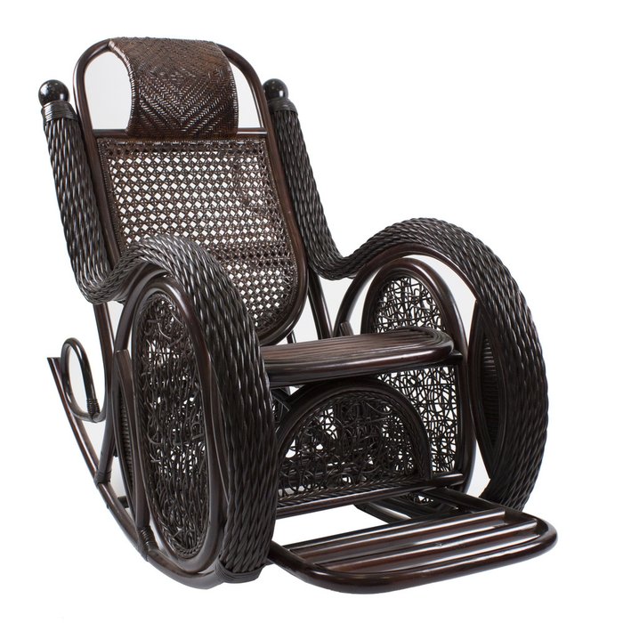 Кресло-качалка из ротанга Alexa с подушкой  орех - лучшие Садовые кресла в INMYROOM