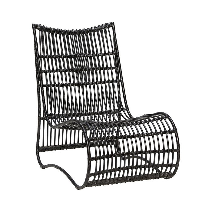 Кресло лаунж из ротанга черного цвета 