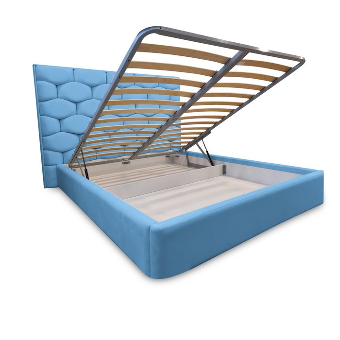 Кровать Милан 160х200 с подъемным механизмом голубого цвета - лучшие Кровати для спальни в INMYROOM