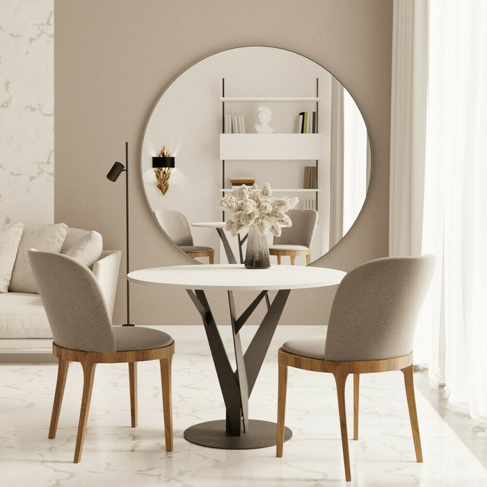Обеденный стол Крона черно-белого цвета  - купить Обеденные столы по цене 51700.0