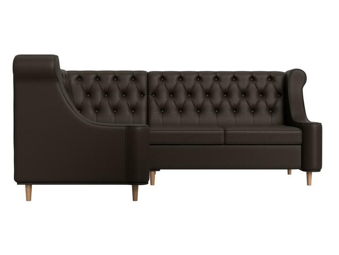 Угловой диван Бронкс коричневого цвета (экокожа) левый угол - купить Угловые диваны по цене 62999.0