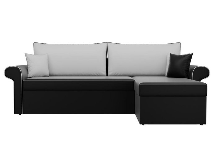 Угловой диван-кровать Милфорд бело-черного цвета (экокожа) правый угол - купить Угловые диваны по цене 43990.0
