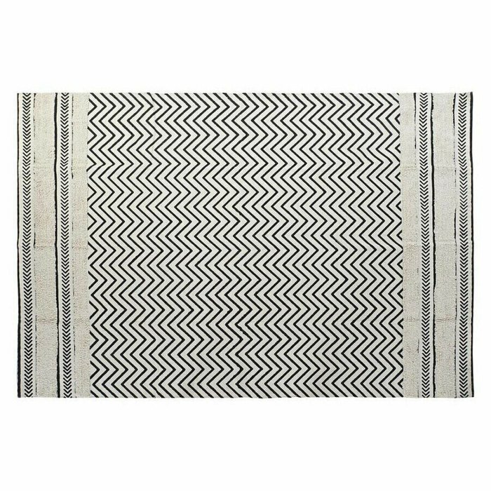 Ковер из полиэстера и хлопка 160x226 бело-черного цвета