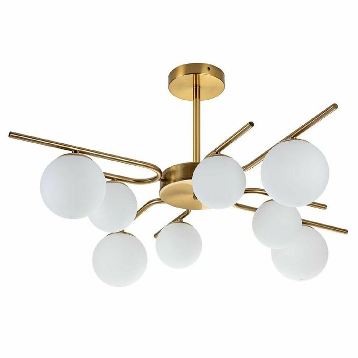 Люстра на штанге Sphere 642/8P Brass_уценка (стекло, цвет белый) - купить Подвесные люстры по цене 10392.0 Люстра на штанге Sphere 642/8P Brass_уценка (стекло, цвет белый) - купить Подвесные люстры по цене 10392.0