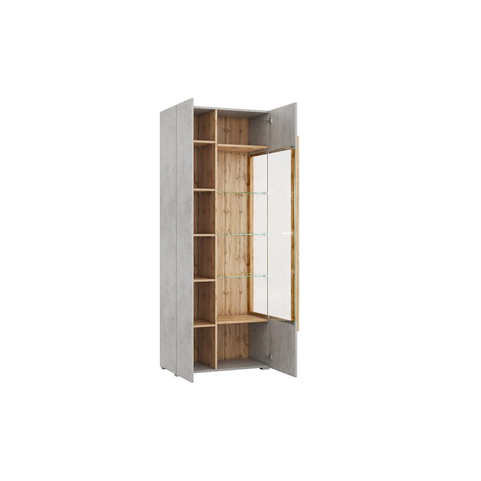 Шкаф-витрина Римини серого цвета - лучшие Шкафы витринные в INMYROOM