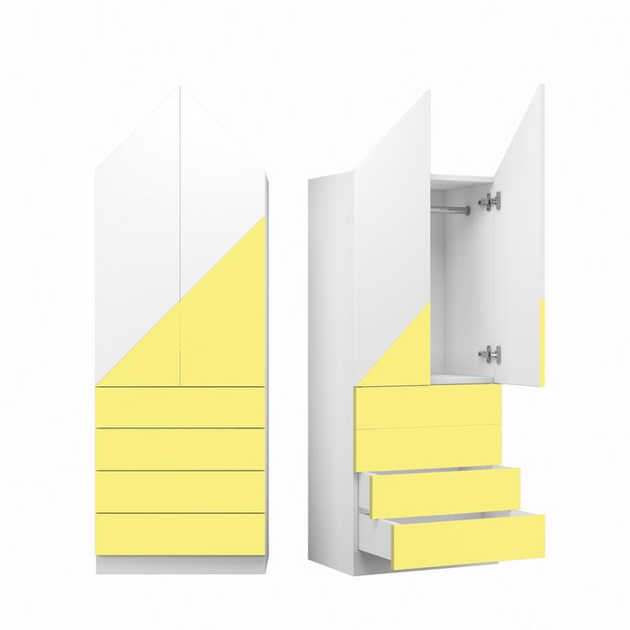 Шкаф Альпы желто-белого цвета с четырьмя ящиками