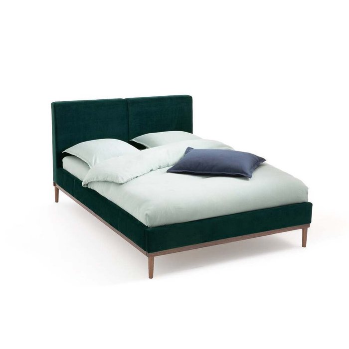 Кровать с кроватным основанием Cooly 160x200 темно-зеленого цвета