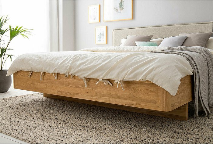 Кровать Норд 140x200 бежевого цвета с изголовьем кремового цвета без основания - лучшие Кровати для спальни в INMYROOM