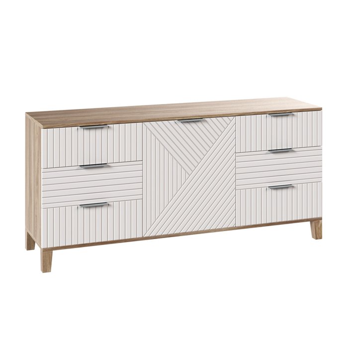 Комод Марвин бело-бежевого цвета с рисунком линии