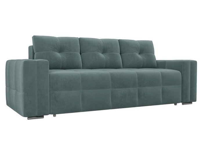 Прямой диван-кровать Леос бирюзового цвета