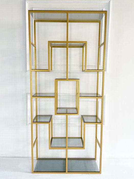 Стеллаж "Martin" золото с прозрачным стеклом (2200х1100х300) - купить Стеллажи по цене 52700.0