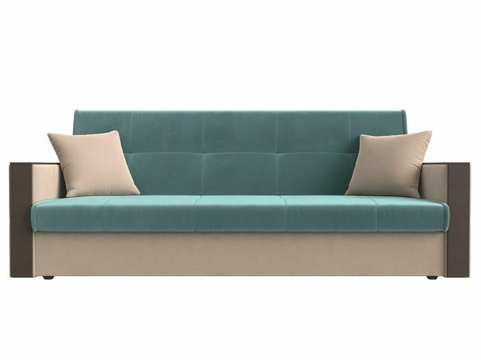 Прямой диван-кровать Валенсия бирюзово-бежевого цвета - купить Прямые диваны по цене 28999.0