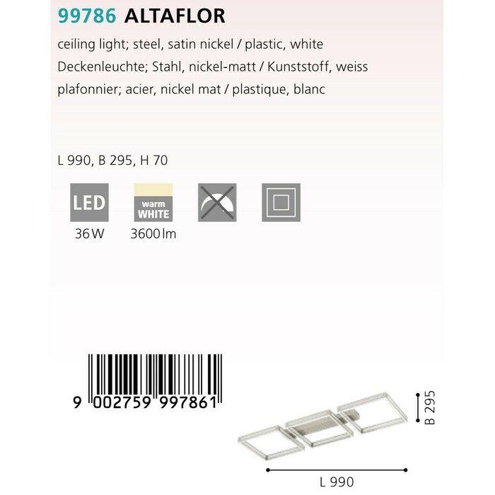 Светильник потолочный Eglo Altaflor 99786 - купить Потолочные люстры по цене 28590.0