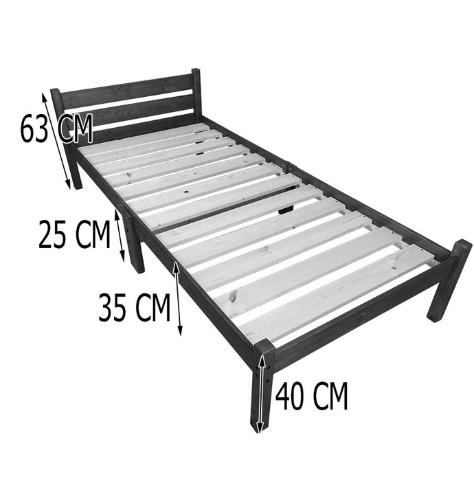 Кровать односпальная Классика Компакт сосновая 90х200 цвета темный дуб - лучшие Кровати для спальни в INMYROOM