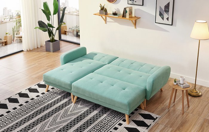 Угловой диван-кровать Christy бирюзового цвета - лучшие Угловые диваны в INMYROOM