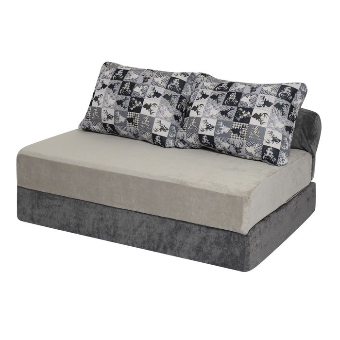 Бескаркасный диван-кровать Puzzle Bag С Оленями Ч/б XL серого цвета - купить Бескаркасная мебель по цене 24990.0