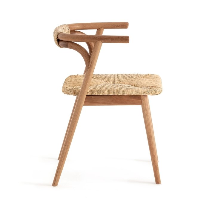 Кресло для столовой из дуба и соломы Fermyo бежевого цвета - лучшие Обеденные стулья в INMYROOM