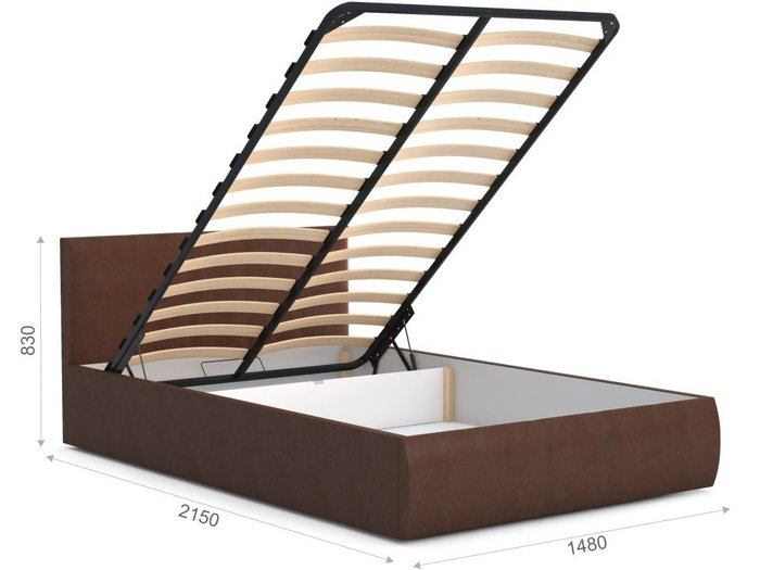 Кровать с подъемным механизмом Верона 140х200 коричневого цвета - купить Кровати для спальни по цене 24980.0