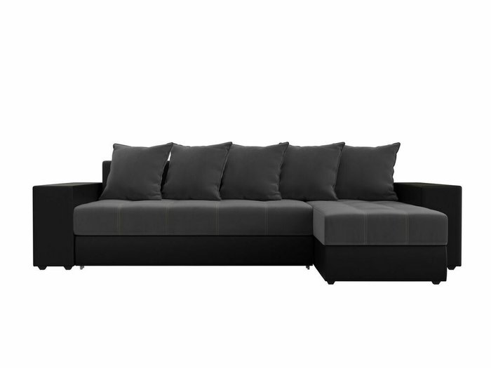 Угловой диван-кровать Дубай серо-черного цвета (ткань/экокожа)  правый угол - купить Угловые диваны по цене 57999.0