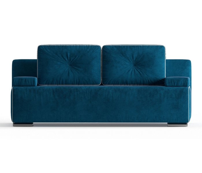 Диван-кровать Роклин в обивке из велюра синего цвета - купить Прямые диваны по цене 29490.0