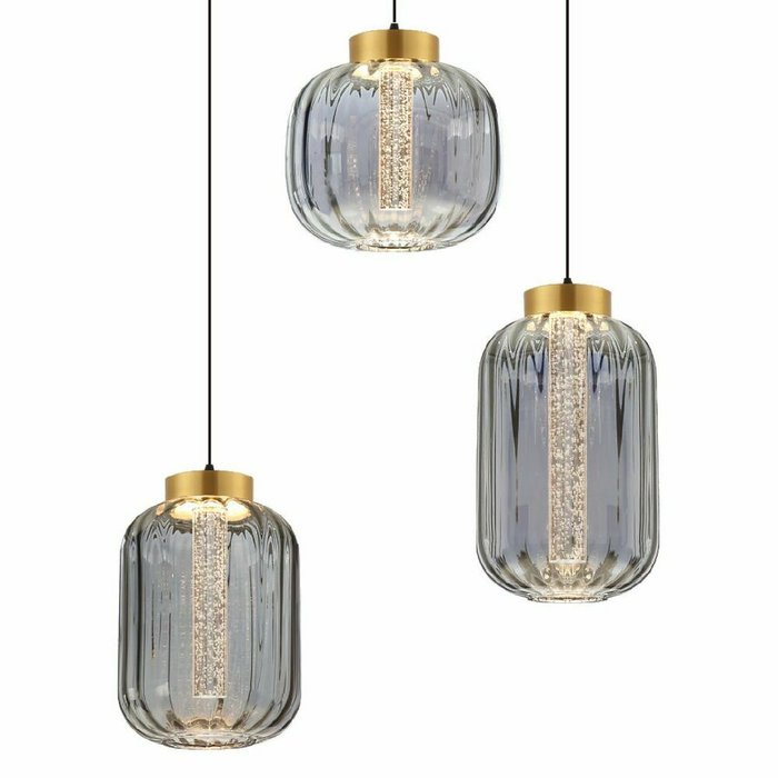 Подвесной светильник PLC-7077-500-3P-GREY (стекло, цвет серый) - купить Подвесные светильники по цене 12690.0 Подвесной светильник PLC-7077-500-3P-GREY (стекло, цвет серый) - купить Подвесные светильники по цене 12690.0