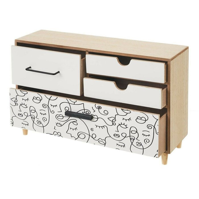 Шкатулка ONE LINE Белый Чёрный Натуральный Деревянный MDF 36 x 11 x 23 cm - лучшие Шкатулки в INMYROOM