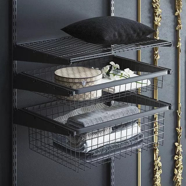 Корзина проволочная 56x41 черного цвета - купить Комплектующие для гардеробных систем по цене 1195