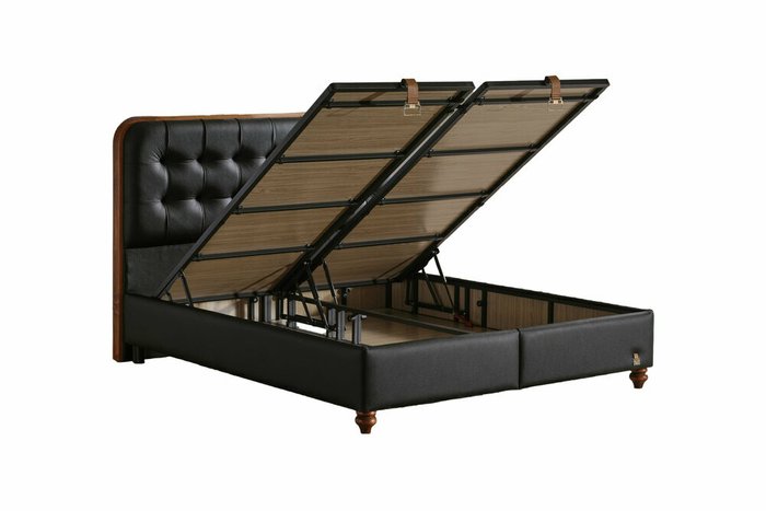 Кровать с подъёмным механизмом Latex Master 160х200 черного цвета - купить Кровати для спальни по цене 260300.0