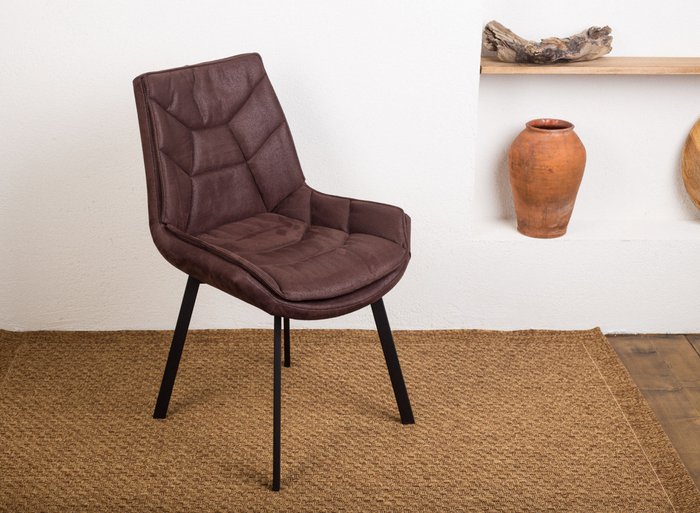 Стул Capella темно-коричневого цвета с черными ножками - лучшие Обеденные стулья в INMYROOM