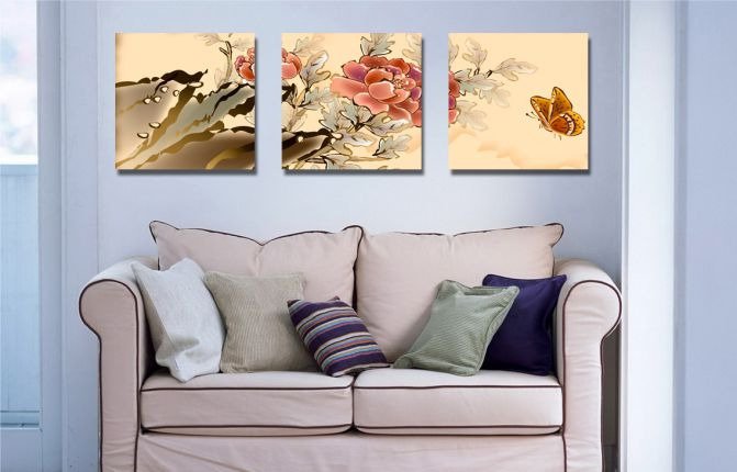 Декоративная картина "Цветок и бабочка" - купить Принты по цене 3090.0