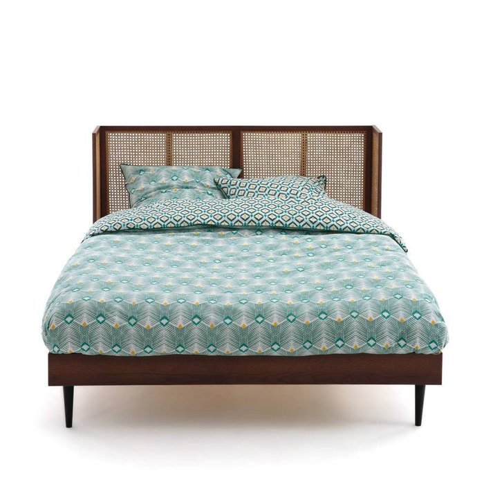 Кровать винтажная из плетеного ротанга с сеткой Noya 140х190 бежевого цвета - купить Кровати для спальни по цене 77639.0