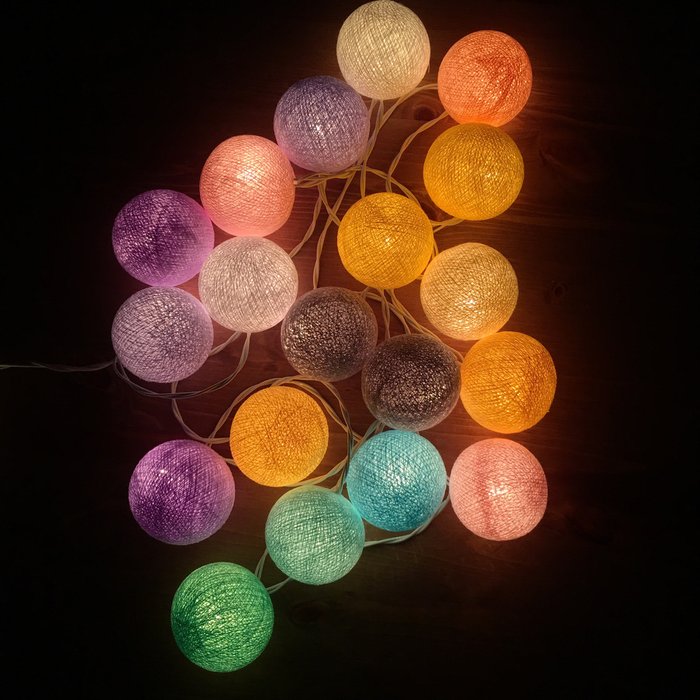 Тайская гирлянда пастельная радуга от розетки - лучшие Аксессуары и текстиль для игровых домиков в INMYROOM