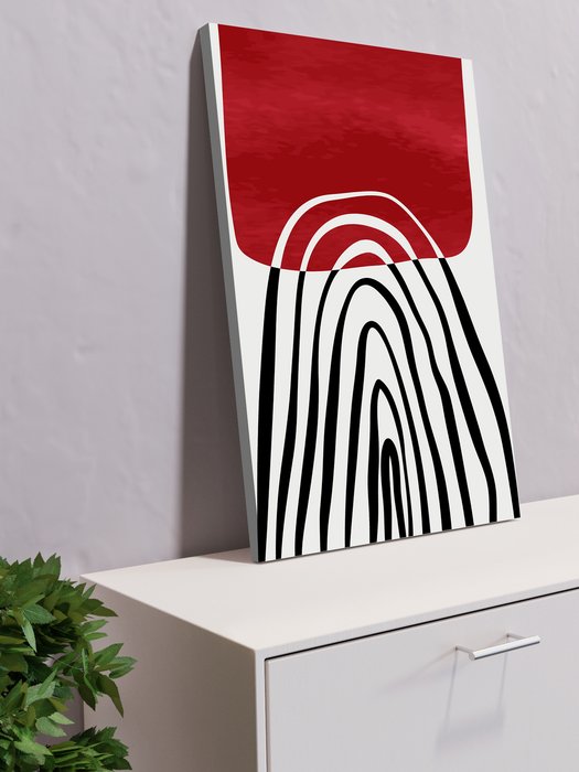 Картина Черный белый красный 67х100 с деревянным подрамником - лучшие Картины в INMYROOM